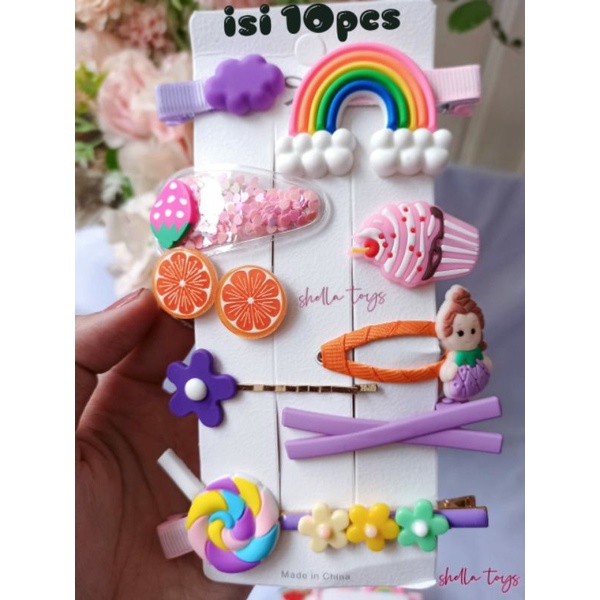 JEPITAN RAMBUT ANAK SET KOREA BESAR isi10pcs/set