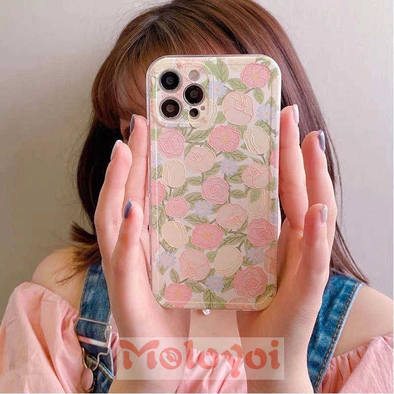 Colorful Flowers Casing iPhone 11 12 Pro Max X XR XS Max 7 8 6 6s Plus Transparent Soft TPU Silicone Back Cover Case