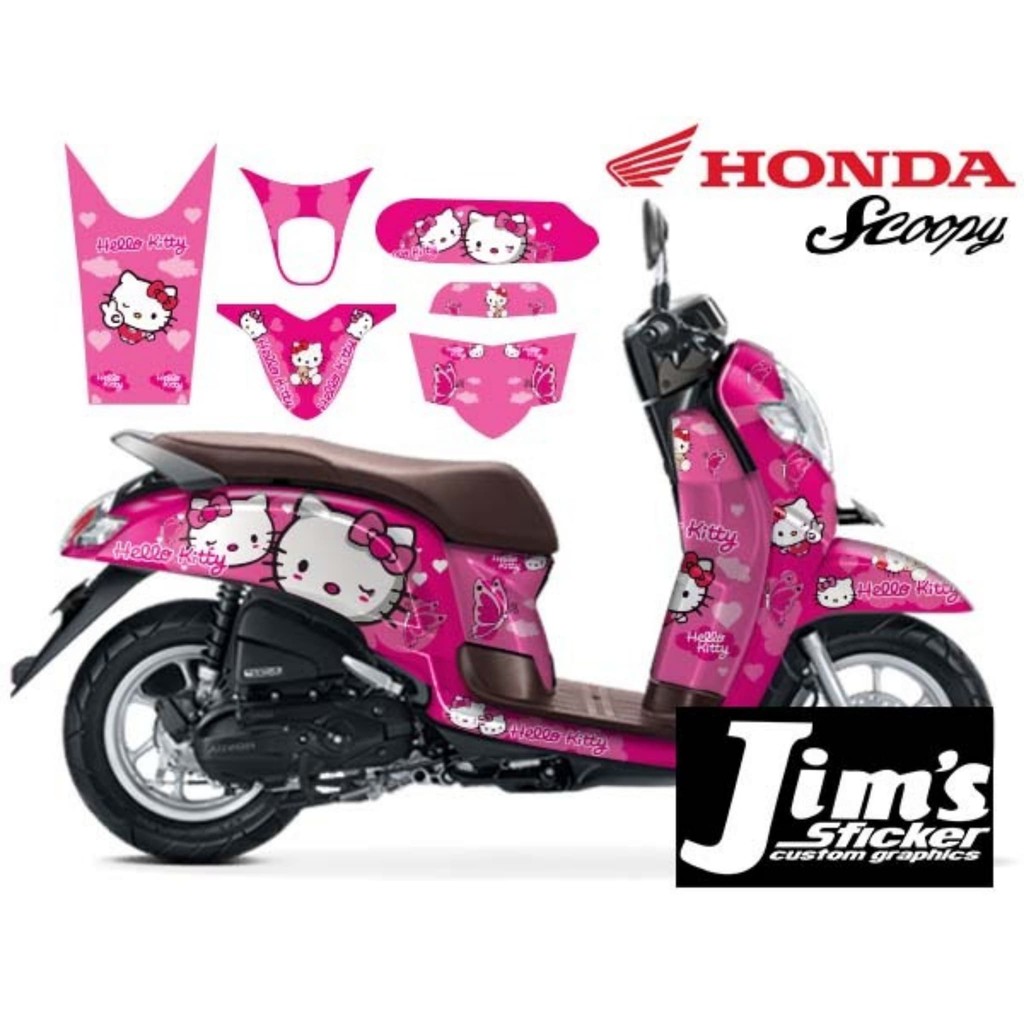 Decal Stiker Dekal Sticker Motor Honda Scoopy Hello Kitty Shopee