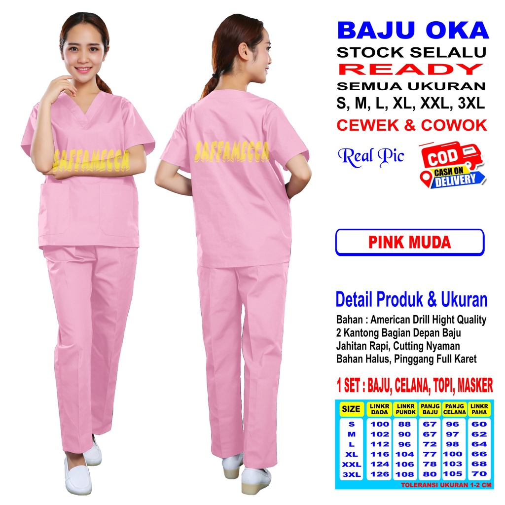 BAJU OK   OKA   OK   SCRUB OKA  CRUB PERAWAT LENGAN PENDEK PIN READY