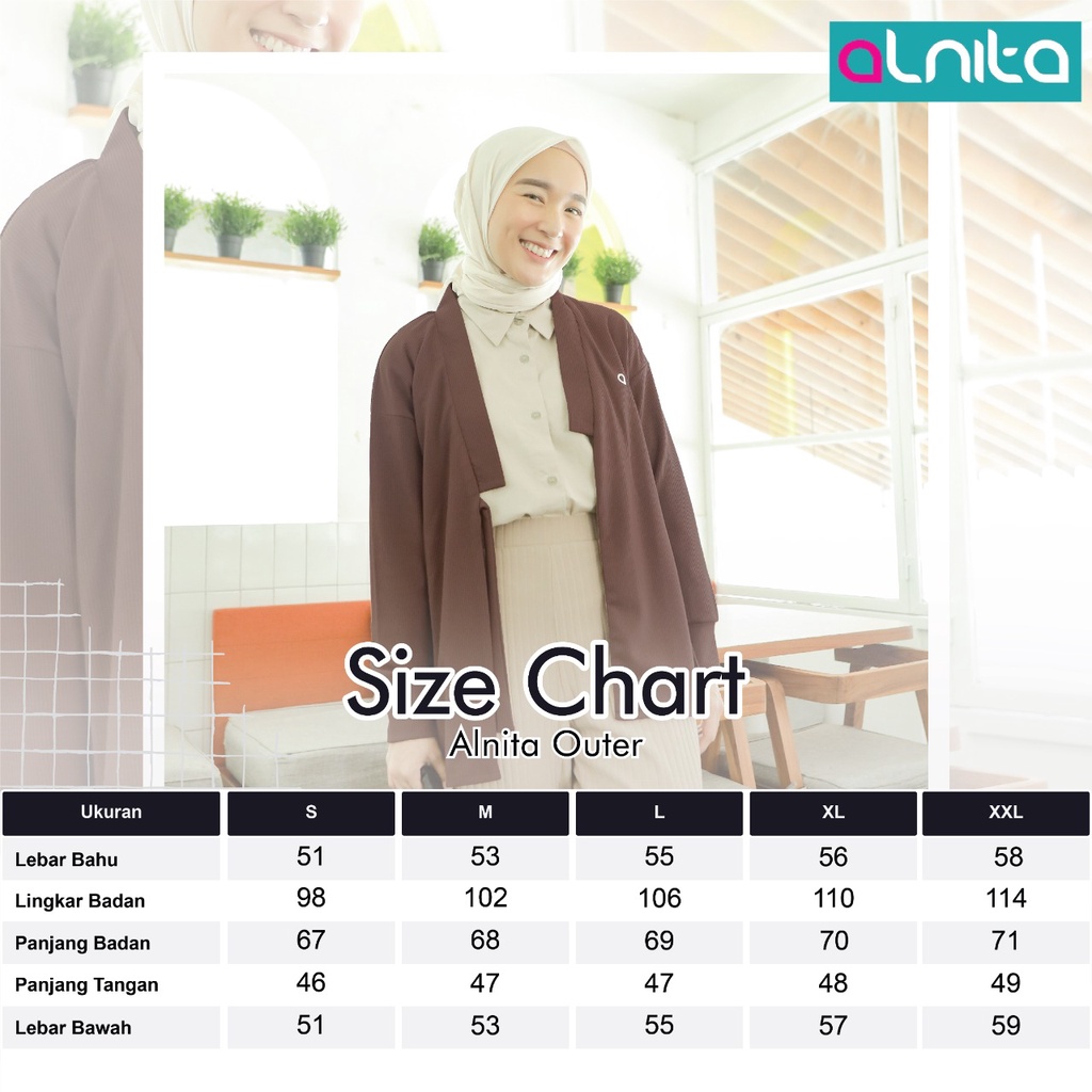 Alnita Outer Axel Bahan Vesti Outer Cardigan Terbaru Muslim Kekinian Simple OOTD