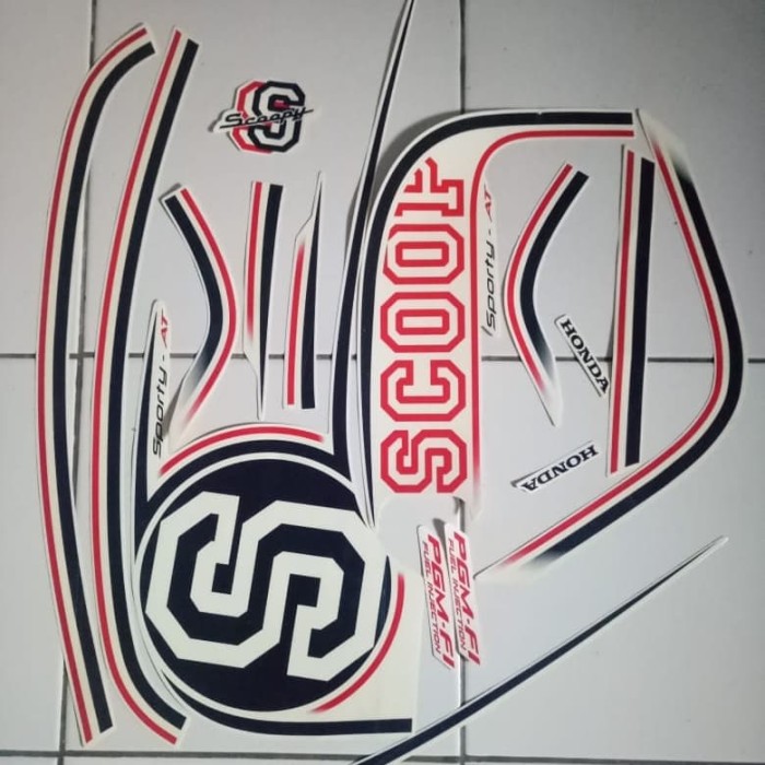 stiker striping Honda Scoopy sporty 2014 putih