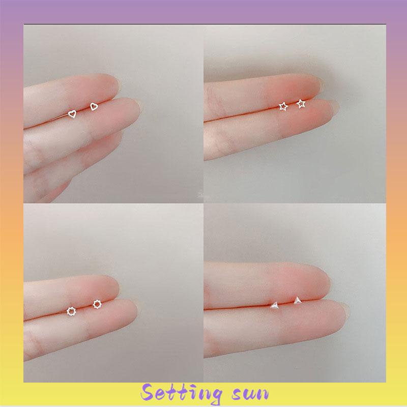 Mini S925 Cinta Bintang Anting Sederhana Fashion Anting-Anting Perhiasan Wanita Anting TN