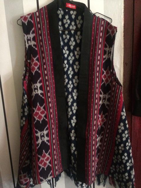 Long Vest Rumbai Baju Wanita Tenun Etnik Outer Tanpa Lengan Xxl Jumbo Big Motif Sumba Ntt Toraja