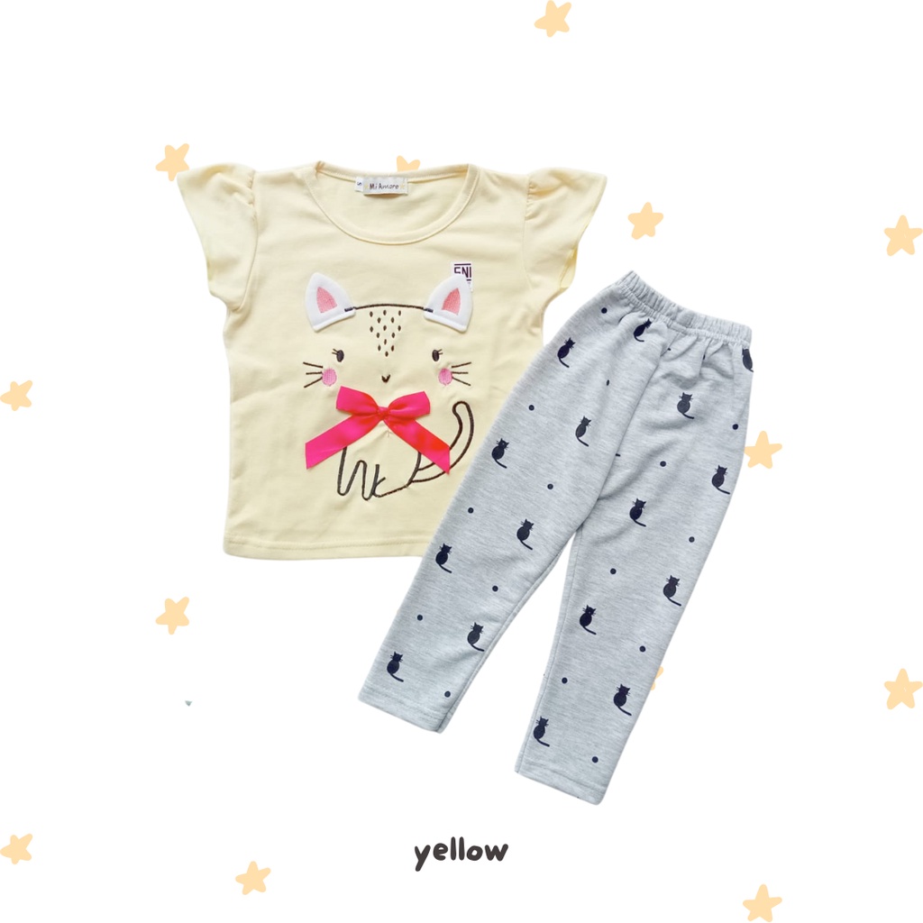 KITTY / umbrella bear  / moon rabbit tee set piyama anak baju rumah baby setelan kaos legging anak perempuan baju anak perempuan balita 1-5 tahun kaos anak perempuan baju cewek baju baby cewek