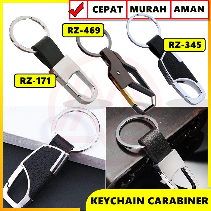 GANTUNGAN KUNCI KARABINER KULIT ALLOY MOBIL RUMAH MOTOR GAUL MURAH LAKI LAKI PEREMPUAN SLOT TEBAL