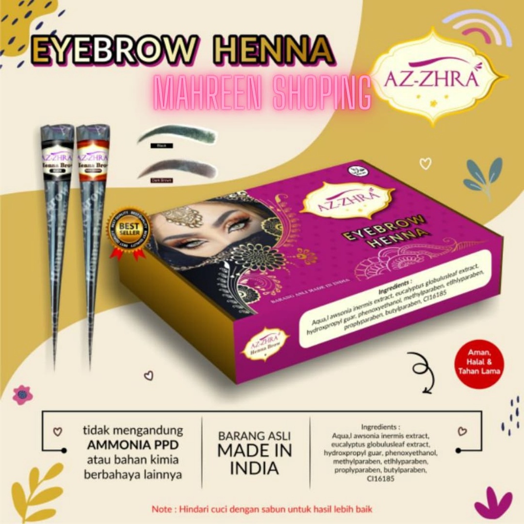 HENNA ALIS TAHAN LAMA / HENNA ALIS COKLAT DAN HITAM / SULAM ALIS / PENSIL ALIS / HENNA ALIS HALAL DA