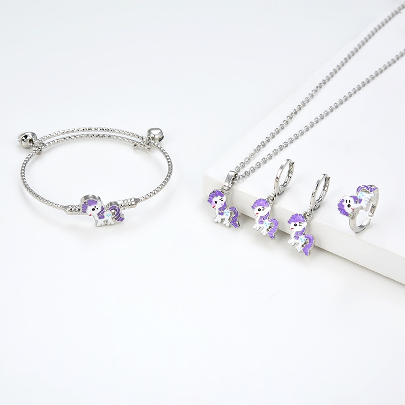 Agate 60S Set Perhiasan Titanium Anak Wanita Anti Lapis Emas Karat Isi Love Silver Dan Tidak Luntur 