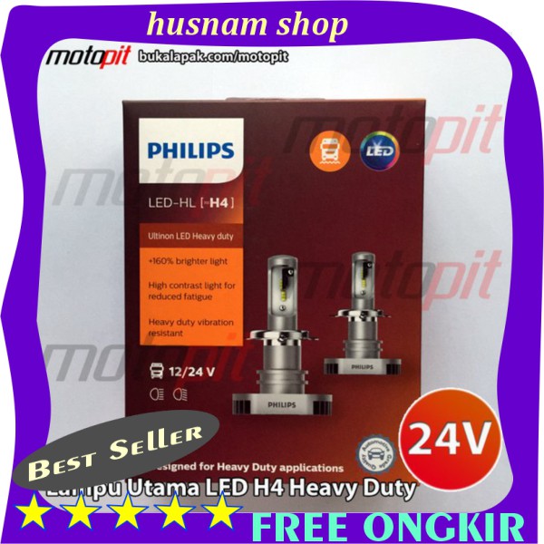 PHILIPS Ultinon LED H4 Heavy Duty 12V 24V Lampu Utama Bus Truk Putih