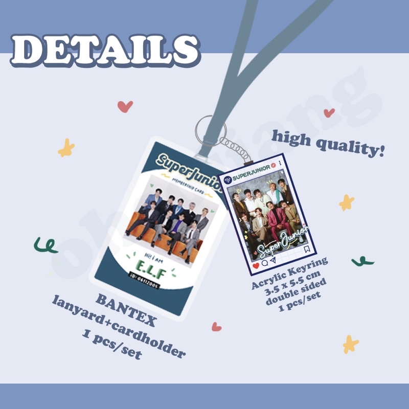 SUPER JUNIOR ID CARD PHOTOCARD HOLDER BANTEX LANDYARD SET PREMIUM SUJU ELF