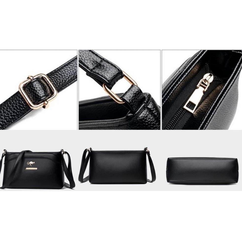 TAS SELEMPANG WANITA KECIL IMPORT KULIT TA534B5 CRESENT  SLING HITAM BAG REMAJA KOREA MUAT HP FASHIO