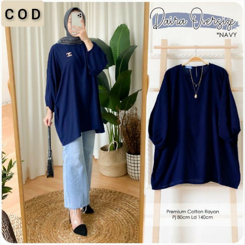 Blouse Wanita Jumbo LD 140 XXXL | Daira Blouse Oversize-Navy