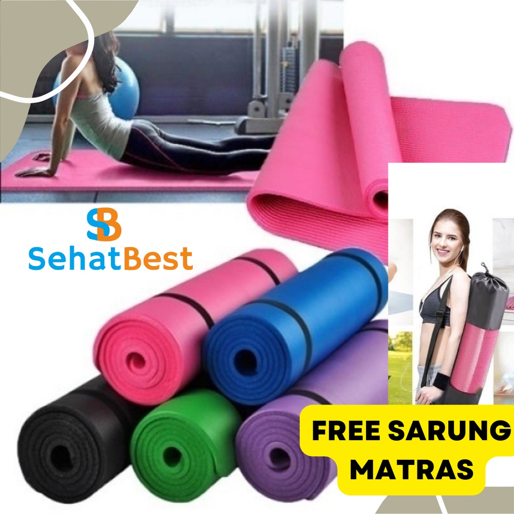 Matras Yoga sudah termasuk sarung  tas jaring Yoga Mat / alas olahraga / alas yoga / karpet yoga / matras senam