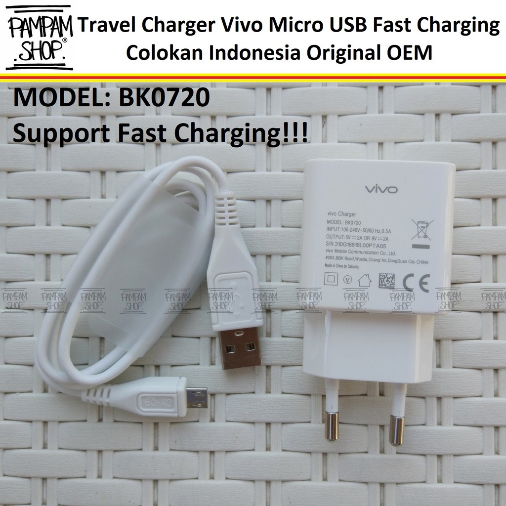 Charger Vivo Fast Charging Colokan Indonesia BK0720 2A Micro USB Original Casan V5 V5S V7 Y65