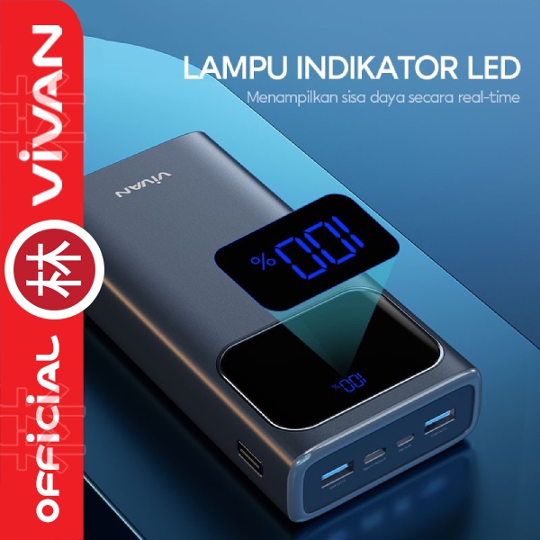 VIVAN VPB-C30 Powerbank 30000 mAh 3 Output Fast Charging 22.5W PD QC