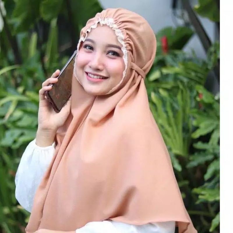 [Fashion Muslim] Hijab Bergo Renda Khimar Diamond Jilbab Tali Kekinian Terbaru Terlaris