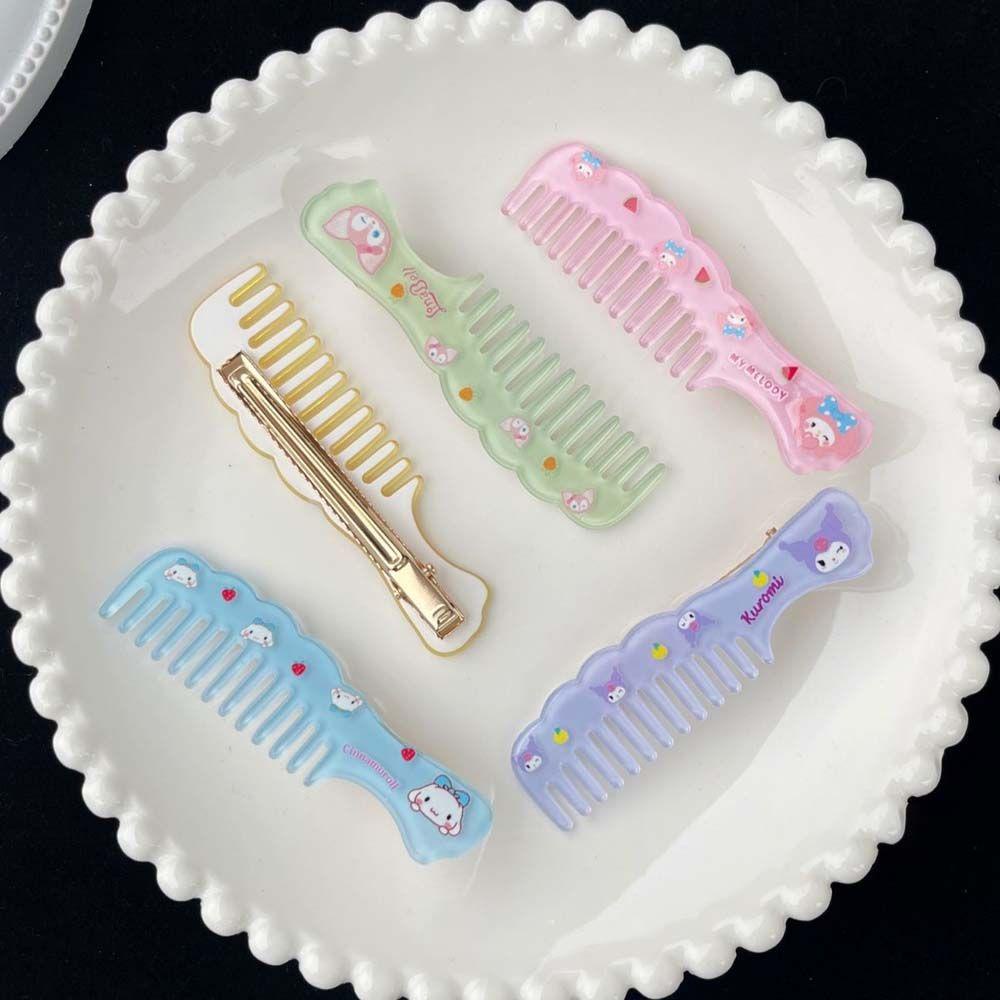 NEEDWAY Sisir Hair Clip Sisir Mini Gadis Memperbaiki Fringe Barrette Melody Cinnamon Dog Anjing Telinga Besar Gaya Korea