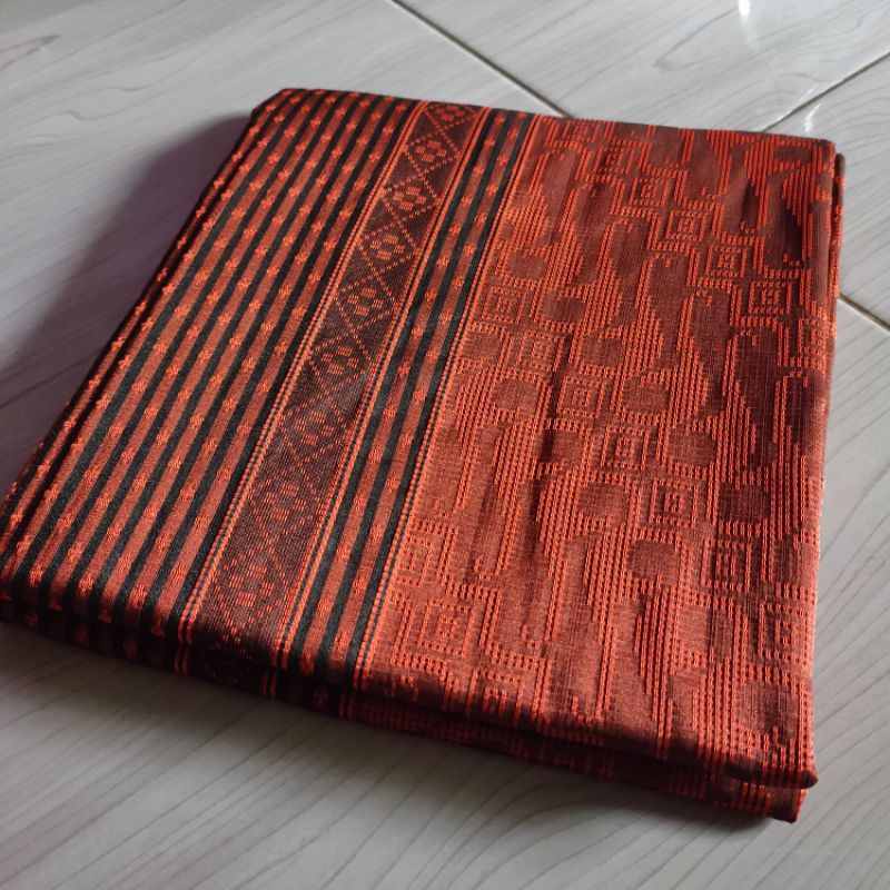 Kemeja Songket Oren tua | Kemeja Songket Pria Baron oren | Kemeja Tenun Songket