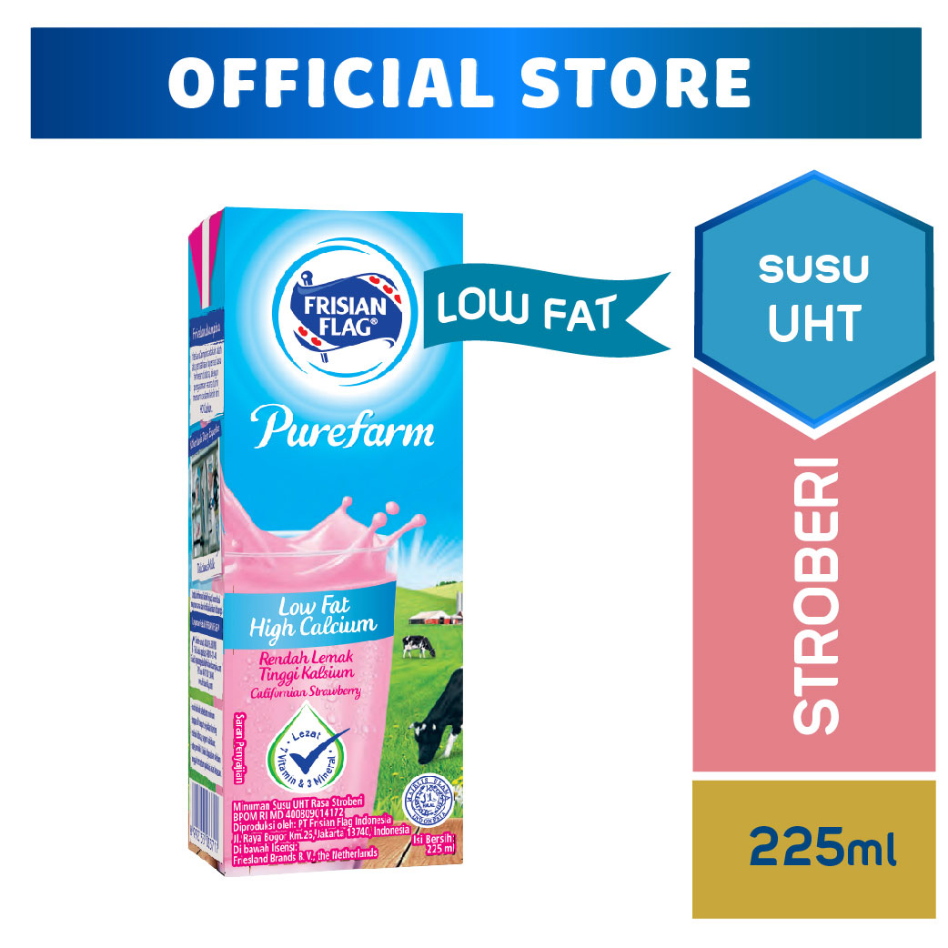 Frisian Flag UHT PLS Low Fat CAL Strawberry 225 ml | Shopee Indonesia