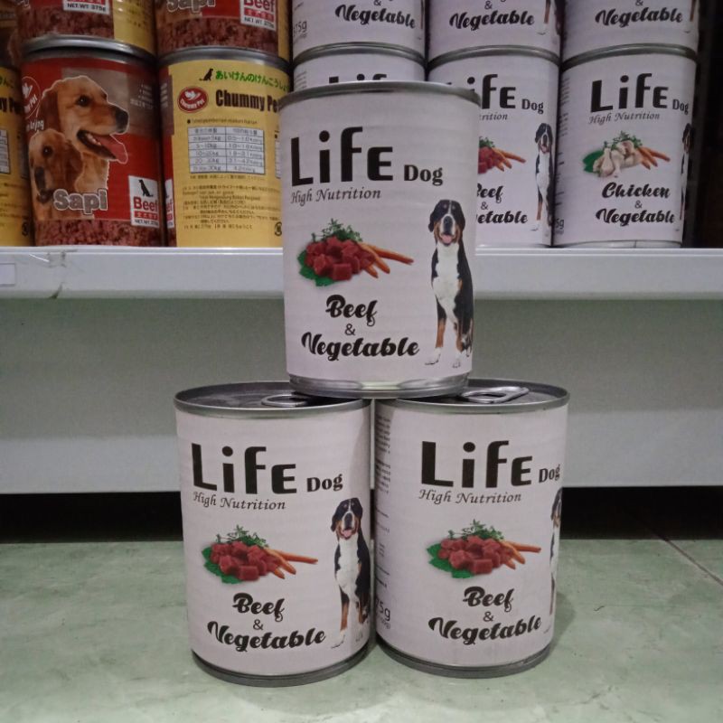 makanan kaleng Anjing Life Dog Beef and Vegetable 375g