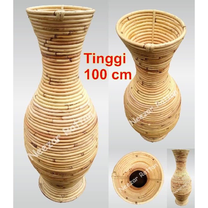 Vas Pot Guci Tempat Bunga dari rotan tinggi 100 cm