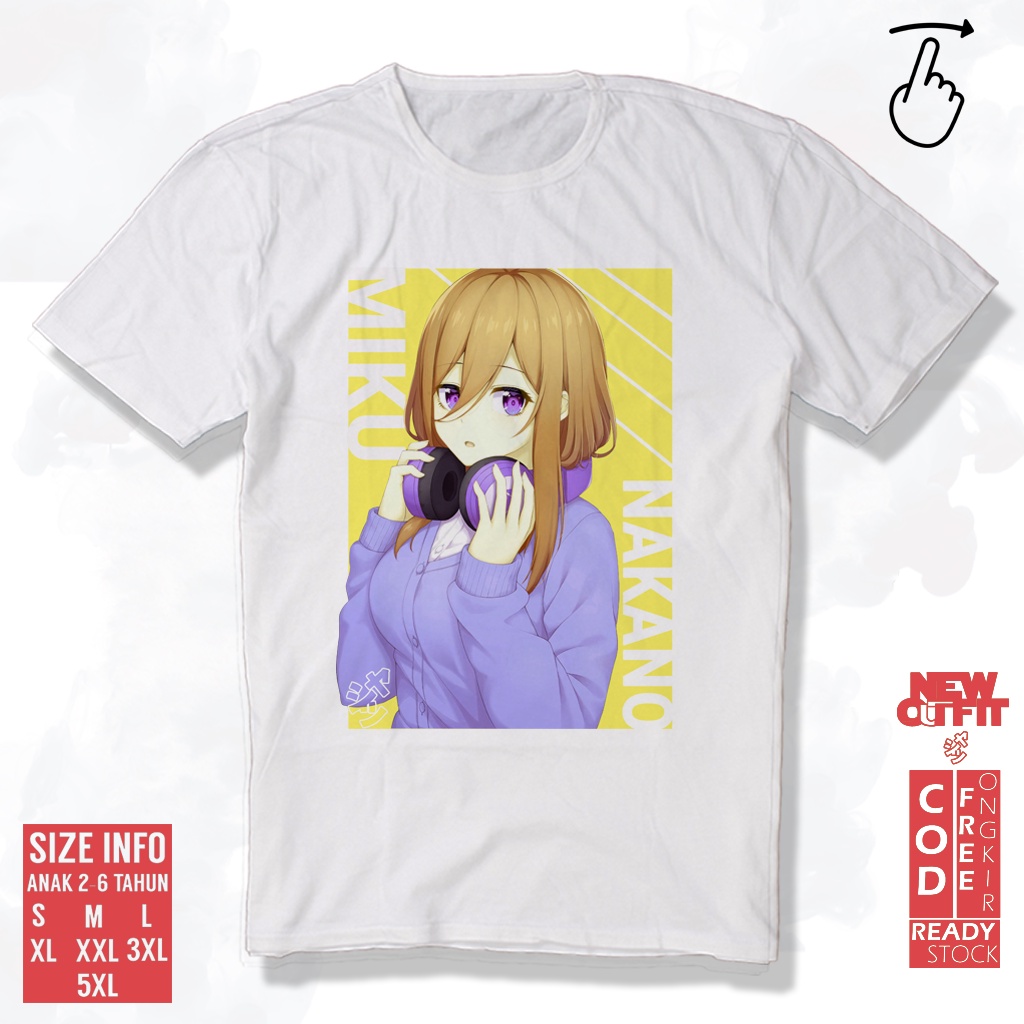 Kaos Anime MIKU NAKANO QUINTESSENTIAL QUINTUPLETS 5TOUBUN NO HANAYOME Baju Jepang Manga WANITA