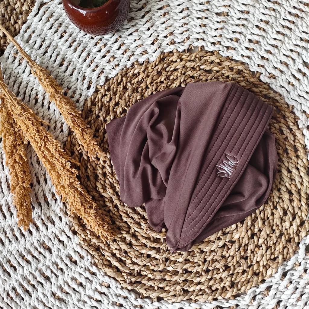 Jilbab Sport Murah Hijab Olahraga Bergo Jersey Instant Premium || Hijab volly-DARK BROWN SHORT