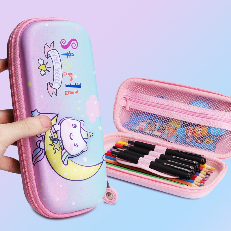 ((MONA)) TEMPAT PENSIL ANAK TIMBUL 6 DIMENSI KARAKTER  2D AESTHETIC  UNICORN CEWEK BISA UNTUK SEKOLAH - M0188