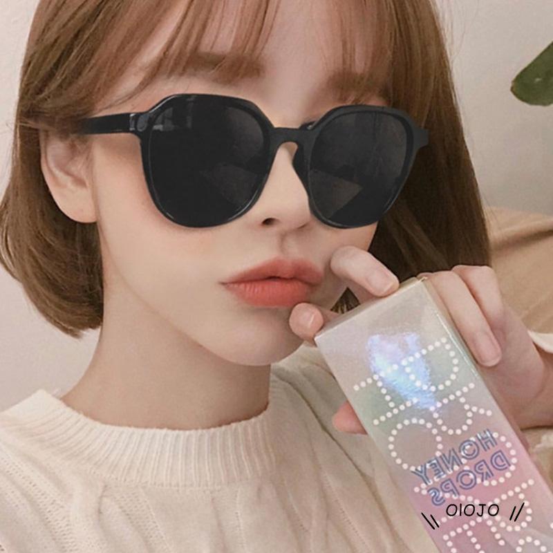 【COD】Kacamata Hitam Retro Lensa Oval Anti Sinar UV Untuk Pria / Wanita / Wajah Bulat / Besar