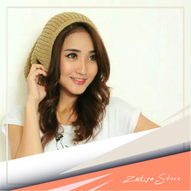 Kupluk Wanita  Dewasa Rajut Lebar Gimbal  Reggae Besar Halus Polos Variann Hitam Krem Maroon Abu Pin