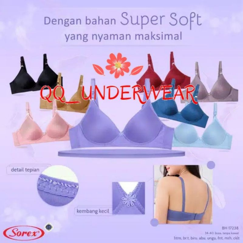 Bra Sorex 17238 Bh Tanpa Kawat Busa Tipis Size 34-40 Kait 2 / BH Sorex 17238 Super Soft Terlaris / Bh Sorex 17238 / Bra Sorex 17238