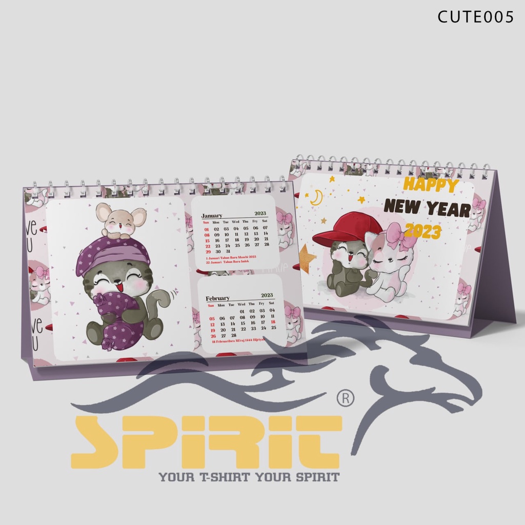 

Kalender Duduk / Kalender Meja Tahun 2023 Duduk Desian Kucing Cute