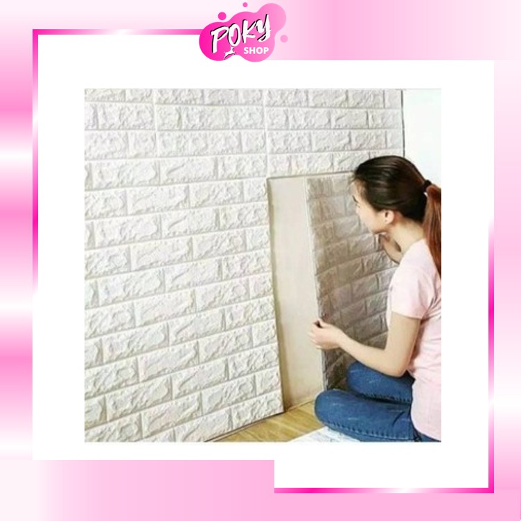 POKY - Wallpaper Dinding Foam 3D Motif Batu Bata / Waterproof (77x70CM)