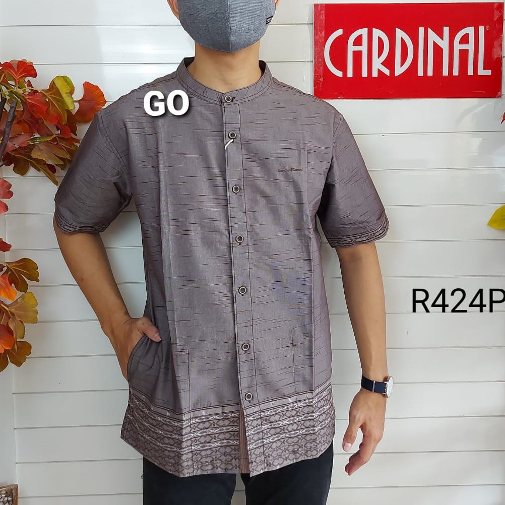 gof M-L CARDINAL KEMEJA KOKO Taqwa Pakaian Pria Original Baju Muslim Salur Lengan Pendek Kekinian TQS