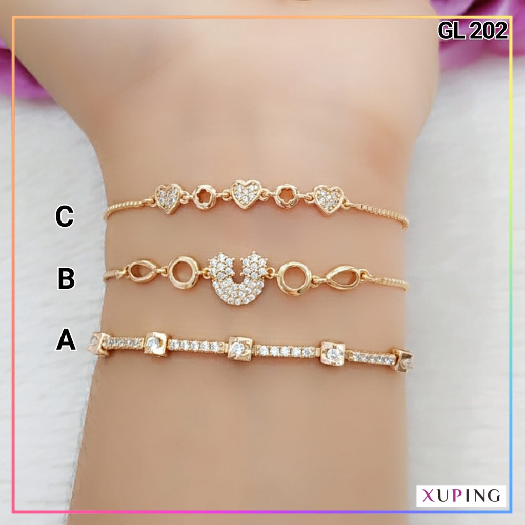 Gelang xuping gelang Serut wanita dewasa permata love ori xuping premium perhiasan lapis emas gold GL 202