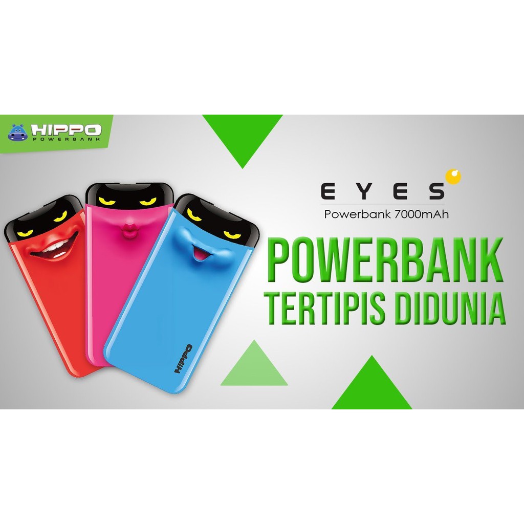 Powerbank Hippo Eyes Cute 7000 mAh - Garansi Resmi