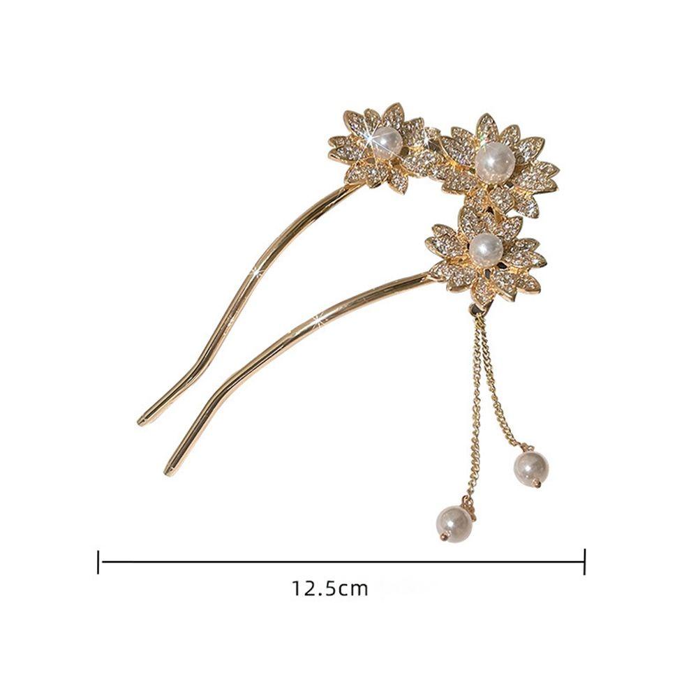 Agustina Gaya Kuno Jepit Rambut Wanita Gadis Aksesoris Rambut Bunga Pengantin Hiasan Kepala Gaya Cina Hiasan Kepala Berlian U Berbentuk Jepit Rambut
