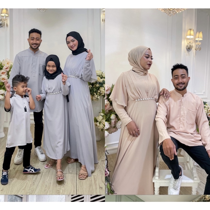 Vanesha Margaretta - Couple 621 / set keluarga / Dress Wanita + Baju Pria / Fashion Muslim