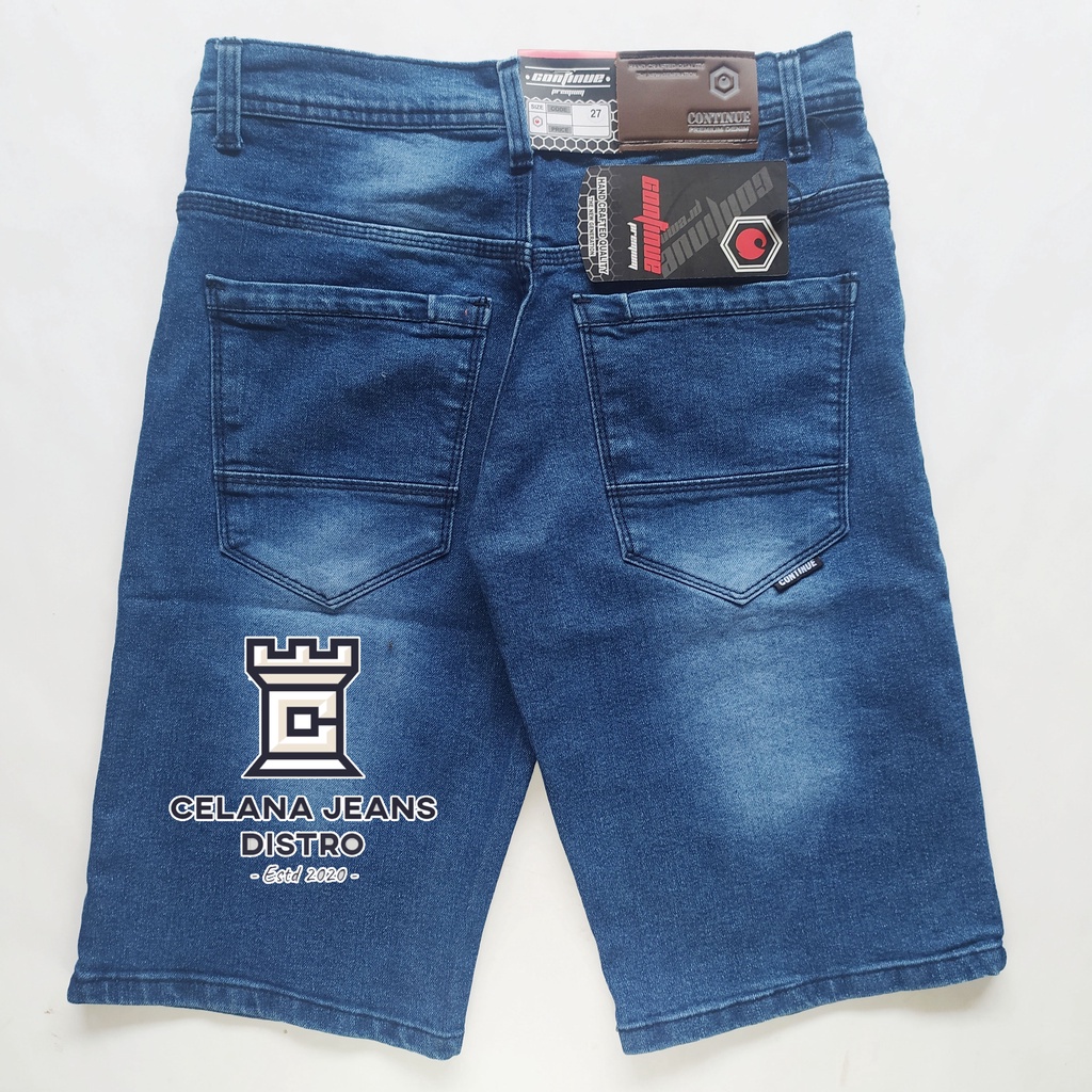 Celana Jeans Pendek Biru Pria Distro Continue