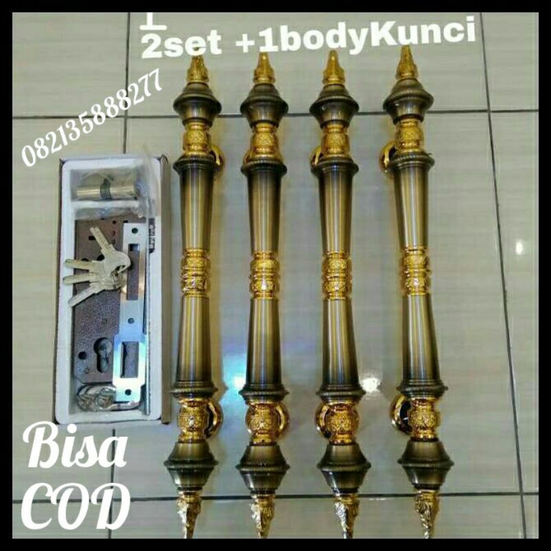 TERMURAH PAKET LENGKAP HANDLE GAGANG TARIKAN PINTU KUNINGAN CEMORO 47
