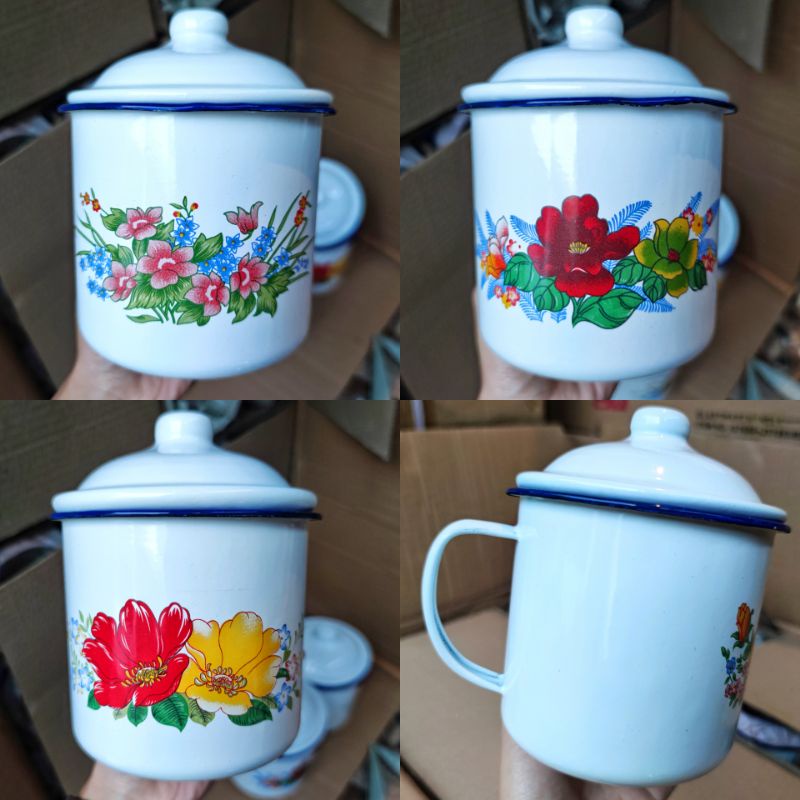 Mug Enamel Jadul blirik TUTUP 13 Cm/Mug Enamel /MUG JADUL BLIRIK /MUG BLIRIK 13CM/MUG STAILESS 5012