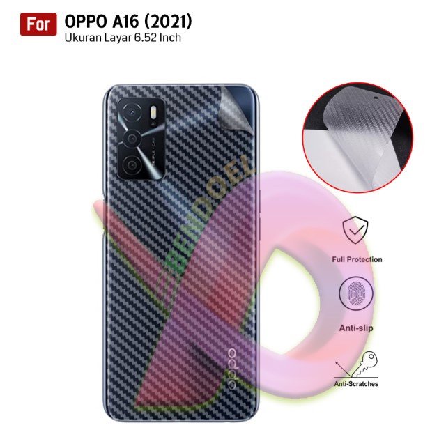 Carbon Garskin Oppo A16 (2021) | Premium 3D Carbon Back Skin Anti Gores Belakang