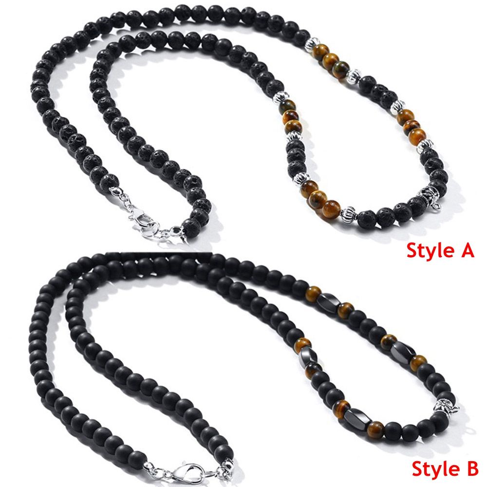 Chookey Kalung Manik Batu Hematite Reiki Vulkanik Gaya Etnik Handmade Untuk Pria Balance