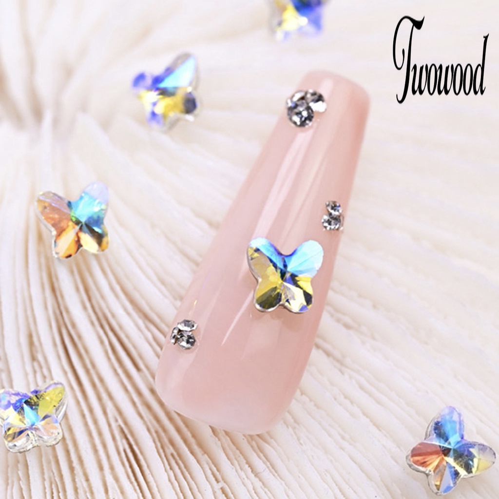 50 Pcs Aksesoris Kristal Buatan Bentuk Kupu-Kupu Untuk Nail Art Wanita