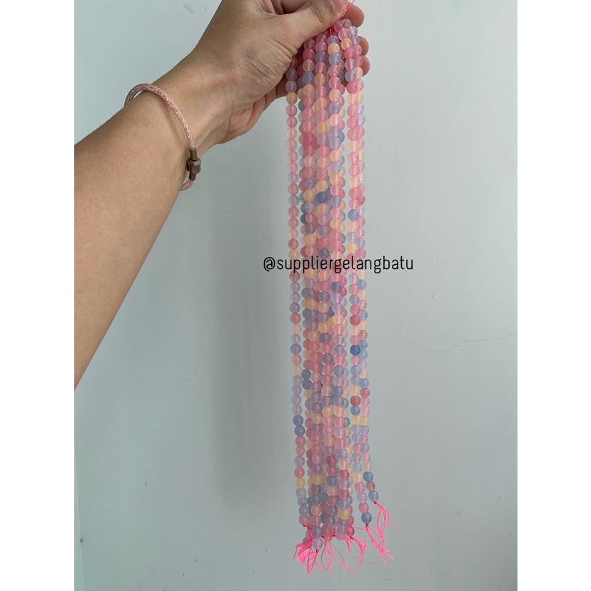 Natural Morgan 8mm morganite pink biru kuning batu manik candy craft bahan kalung gelang kerajinan tangan craft manik crystal batu alam asli citayam fashion week