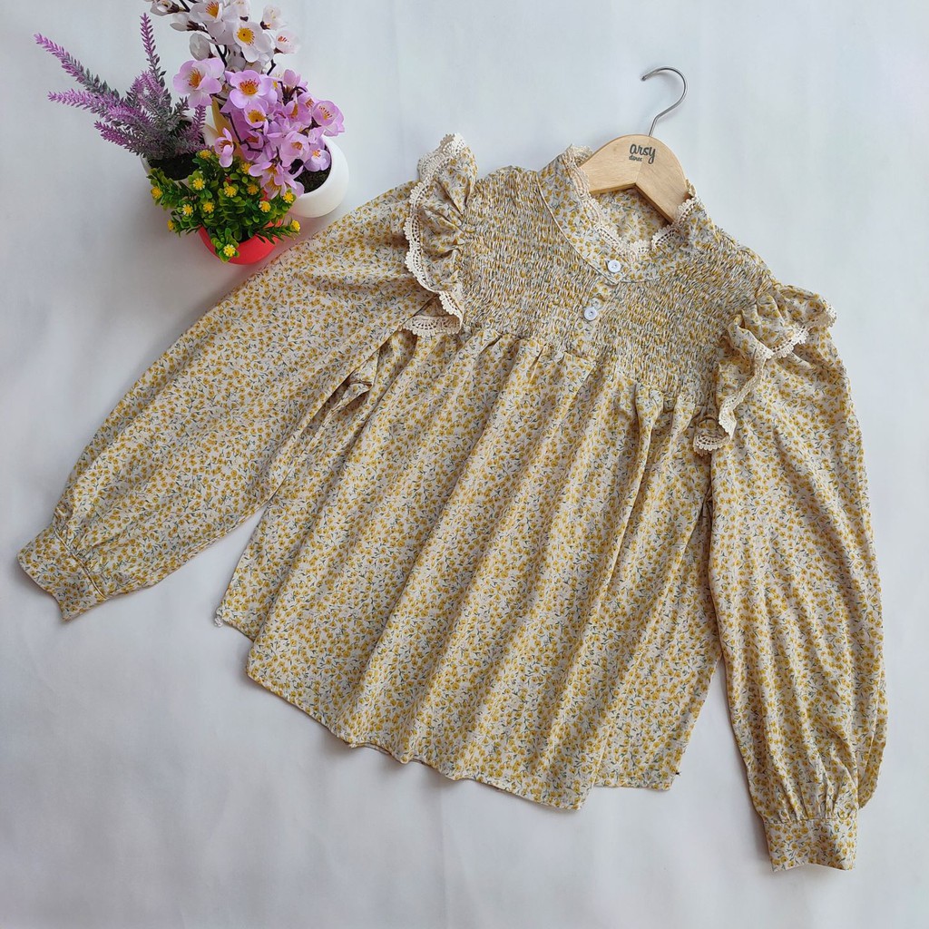 ARSY STORES | Blouse Wanita Korea Jumbo Balon Hitam Putih Korea - Nadian Blouse Korean Style-YELLOW2