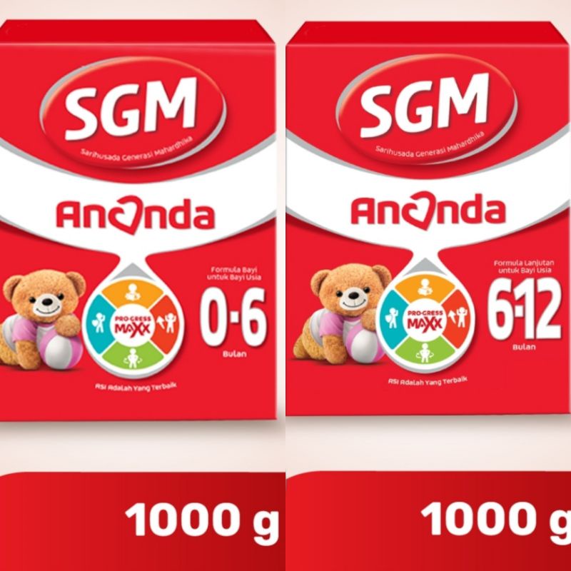 SGM Ananda 1 (0-6) / SGM Ananda 2 (6-12) bulan susu formula ukuran 1000gr