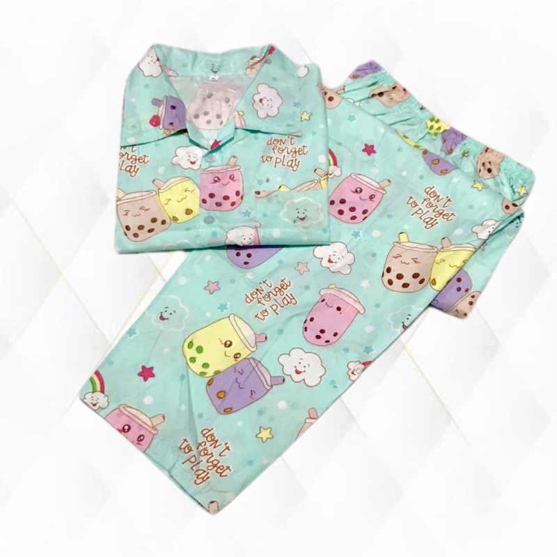 BOBA MINT bajutidur piyama bisa couple mom kids and family / baju pasangan ibu anak keluarga motif