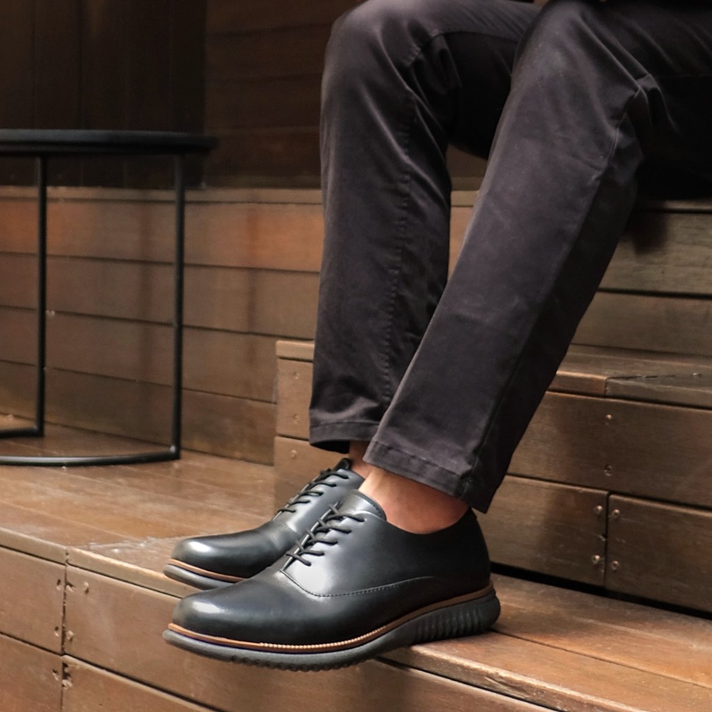 London 2.0 Black | Sepatu Pantofel Kulit Asli Hitam Formal Kerja Pantopel Pria Ori | FORIND x Kenzios