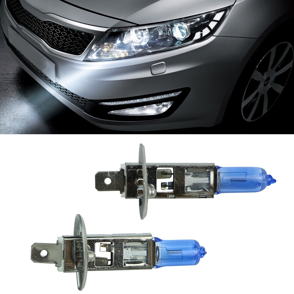 Cre 2pcs Lampu Xenon Halogen H1 6000K 55W 12V Warna Putih Untuk Headlight Mobil